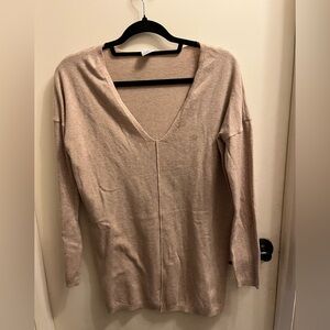 Cozy Casual V-Neck Sweater in Tan